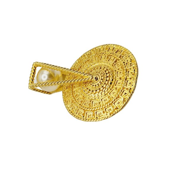 Vintage Signed Designer Mayan Aztec Articulating Sun Dial Brooch (A371) - Picture 4 of 5